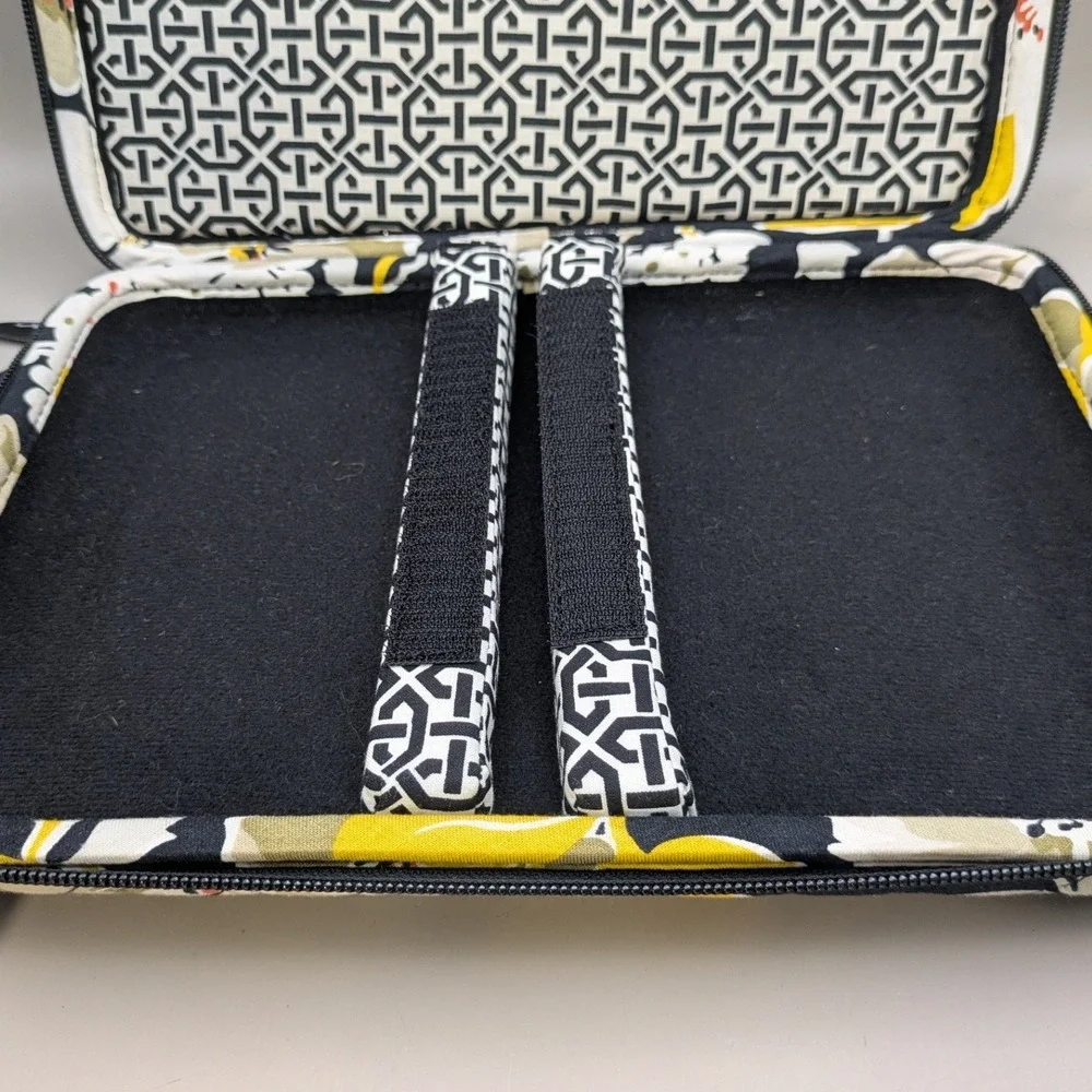 Vera Bradley Baroque Hard Shell Laptop Tablet Case Crossbody Black Yellow 12x8